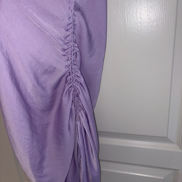 Free People Purple Silk Slip Dress W/ Ruching & Ties On Sides - Picture 2 of 5